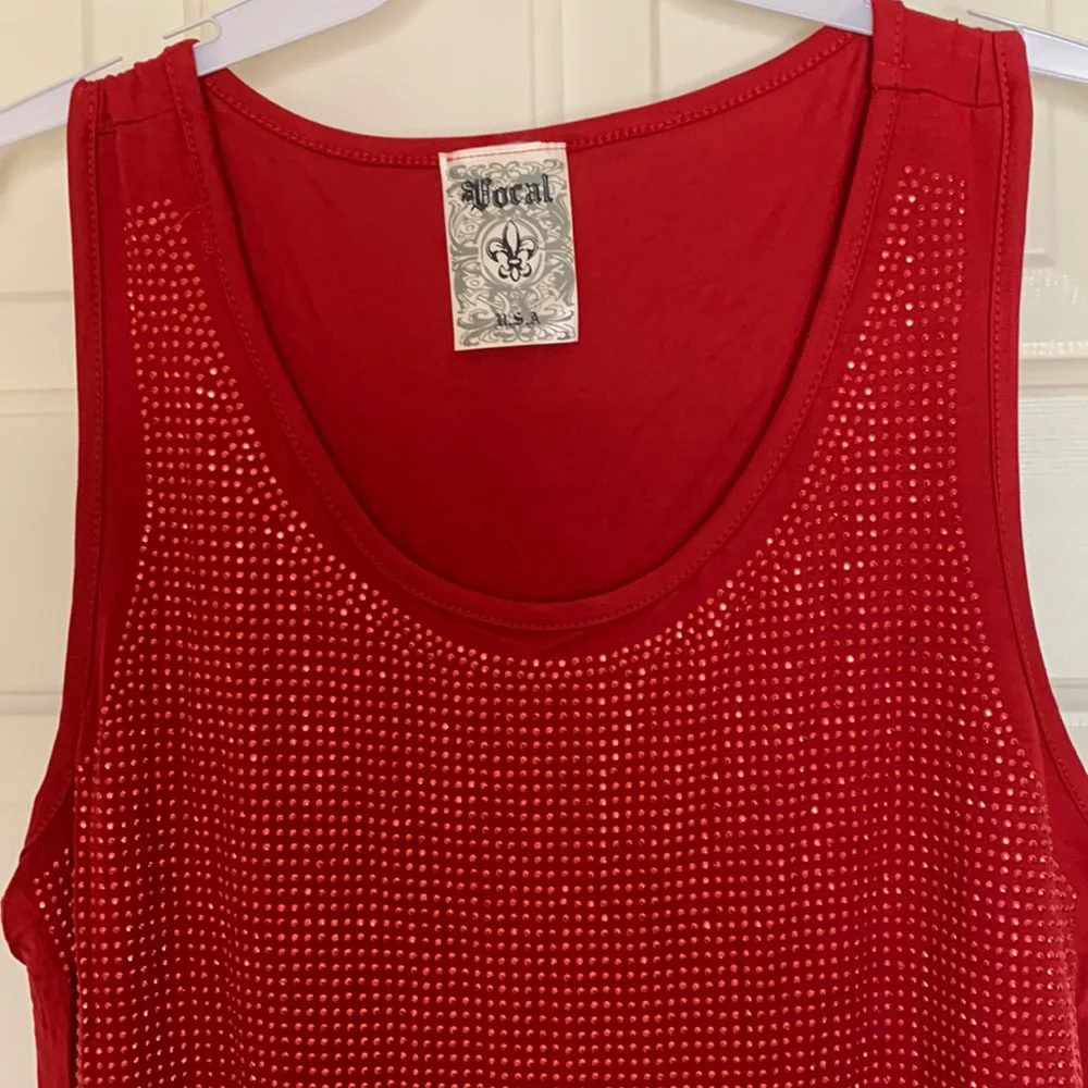NWT VOCAL red rhinestone tank size SMALL. Gorgeous and versatile! - Picture 3 of 9